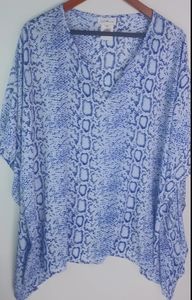 Jaclyn Smith L/XL Snake Short Sleeved V-Neck Poncho Top Plus